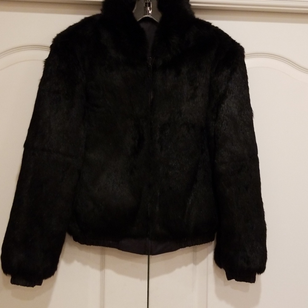 Black rabbit coat..